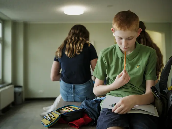 Mehrere Schüler am nachdenken